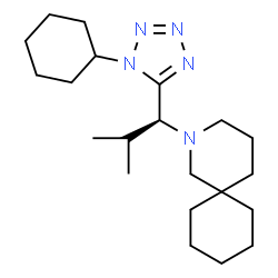 ChemSpider 2D Image | 2-[(1S)-1-(1-Cyclohexyl-1H-tetrazol-5-yl)-2-methylpropyl]-2-azaspiro[5.5]undecane | C21H37N5