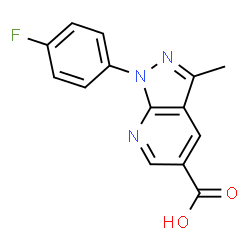 ChemSpider 2D Image | 1-(4-Fluorophenyl)-3-methyl-1H-pyrazolo[3,4-b]pyridine-5-carboxylic acid | C14H10FN3O2