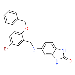 ChemSpider 2D Image | 5-{[2-(Benzyloxy)-5-bromobenzyl]amino}-1,3-dihydro-2H-benzimidazol-2-one | C21H18BrN3O2