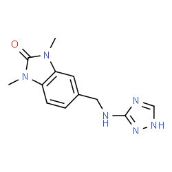 ChemSpider 2D Image | 1,3-Dimethyl-5-[(1H-1,2,4-triazol-3-ylamino)methyl]-1,3-dihydro-2H-benzimidazol-2-one | C12H14N6O