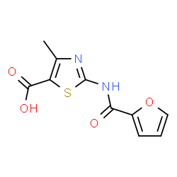 ChemSpider 2D Image | 2-(2-Furoylamino)-4-methyl-1,3-thiazole-5-carboxylic acid | C10H8N2O4S