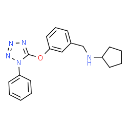 ChemSpider 2D Image | N-{3-[(1-Phenyl-1H-tetrazol-5-yl)oxy]benzyl}cyclopentanamine | C19H21N5O