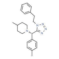 ChemSpider 2D Image | 4-Methyl-1-{(S)-(4-methylphenyl)[1-(2-phenylethyl)-1H-tetrazol-5-yl]methyl}piperidine | C23H29N5