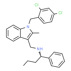 ChemSpider 2D Image | N-{[1-(2,4-Dichlorobenzyl)-2-methyl-1H-indol-3-yl]methyl}-1-phenyl-1-butanamine | C27H28Cl2N2