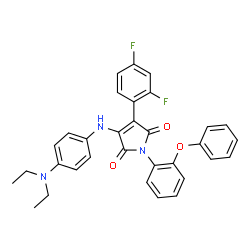 ChemSpider 2D Image | 3-{[4-(Diethylamino)phenyl]amino}-4-(2,4-difluorophenyl)-1-(2-phenoxyphenyl)-1H-pyrrole-2,5-dione | C32H27F2N3O3