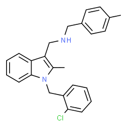 ChemSpider 2D Image | 1-[1-(2-Chlorobenzyl)-2-methyl-1H-indol-3-yl]-N-(4-methylbenzyl)methanamine | C25H25ClN2