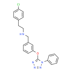 ChemSpider 2D Image | 2-(4-Chlorophenyl)-N-{3-[(1-phenyl-1H-tetrazol-5-yl)oxy]benzyl}ethanamine | C22H20ClN5O