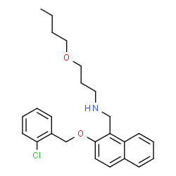 ChemSpider 2D Image | 3-Butoxy-N-({2-[(2-chlorobenzyl)oxy]-1-naphthyl}methyl)-1-propanamine | C25H30ClNO2