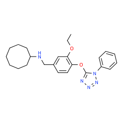 ChemSpider 2D Image | N-{3-Ethoxy-4-[(1-phenyl-1H-tetrazol-5-yl)oxy]benzyl}cyclooctanamine | C24H31N5O2