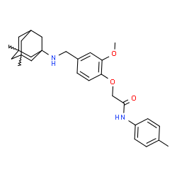 ChemSpider 2D Image | 2-(4-{[(3,5-Dimethyladamantan-1-yl)amino]methyl}-2-methoxyphenoxy)-N-(4-methylphenyl)acetamide | C29H38N2O3
