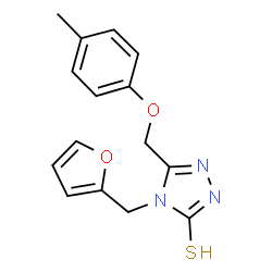 ChemSpider 2D Image | 4-[(furan-2-yl)methyl]-5-[(4-methylphenoxy)methyl]-4H-1,2,4-triazole-3-thiol | C15H15N3O2S
