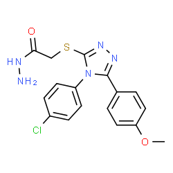 ChemSpider 2D Image | 2-{[4-(4-Chlorophenyl)-5-(4-methoxyphenyl)-4H-1,2,4-triazol-3-yl]sulfanyl}acetohydrazide | C17H16ClN5O2S