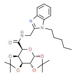 ChemSpider 2D Image | (3aR,5S,5aR,8aS,8bR)-2,2,7,7-Tetramethyl-N-[(1-pentyl-1H-benzimidazol-2-yl)methyl]tetrahydro-3aH-bis[1,3]dioxolo[4,5-b:4',5'-d]pyran-5-carboxamide | C25H35N3O6