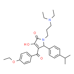 ChemSpider 2D Image | 1-[3-(Diethylamino)propyl]-4-(4-ethoxybenzoyl)-3-hydroxy-5-(4-isopropylphenyl)-1,5-dihydro-2H-pyrrol-2-one | C29H38N2O4