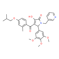 ChemSpider 2D Image | 3-Hydroxy-4-(4-isobutoxy-2-methylbenzoyl)-1-(3-pyridinylmethyl)-5-(3,4,5-trimethoxyphenyl)-1,5-dihydro-2H-pyrrol-2-one | C31H34N2O7