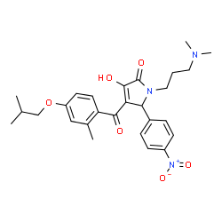 ChemSpider 2D Image | 1-[3-(Dimethylamino)propyl]-3-hydroxy-4-(4-isobutoxy-2-methylbenzoyl)-5-(4-nitrophenyl)-1,5-dihydro-2H-pyrrol-2-one | C27H33N3O6