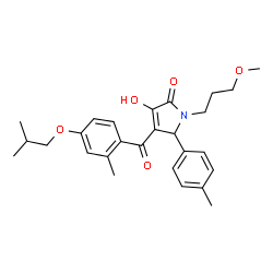 ChemSpider 2D Image | 3-Hydroxy-4-(4-isobutoxy-2-methylbenzoyl)-1-(3-methoxypropyl)-5-(4-methylphenyl)-1,5-dihydro-2H-pyrrol-2-one | C27H33NO5