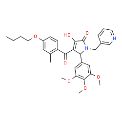 ChemSpider 2D Image | 4-(4-Butoxy-2-methylbenzoyl)-3-hydroxy-1-(3-pyridinylmethyl)-5-(3,4,5-trimethoxyphenyl)-1,5-dihydro-2H-pyrrol-2-one | C31H34N2O7