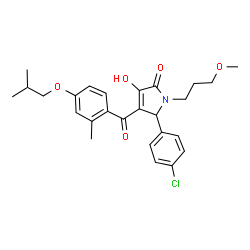 ChemSpider 2D Image | 5-(4-Chlorophenyl)-3-hydroxy-4-(4-isobutoxy-2-methylbenzoyl)-1-(3-methoxypropyl)-1,5-dihydro-2H-pyrrol-2-one | C26H30ClNO5