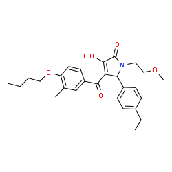 ChemSpider 2D Image | 4-(4-Butoxy-3-methylbenzoyl)-5-(4-ethylphenyl)-3-hydroxy-1-(2-methoxyethyl)-1,5-dihydro-2H-pyrrol-2-one | C27H33NO5