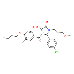 ChemSpider 2D Image | 4-(4-Butoxy-3-methylbenzoyl)-5-(4-chlorophenyl)-3-hydroxy-1-(3-methoxypropyl)-1,5-dihydro-2H-pyrrol-2-one | C26H30ClNO5