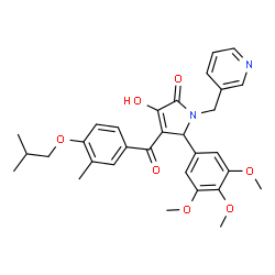 ChemSpider 2D Image | 3-Hydroxy-4-(4-isobutoxy-3-methylbenzoyl)-1-(3-pyridinylmethyl)-5-(3,4,5-trimethoxyphenyl)-1,5-dihydro-2H-pyrrol-2-one | C31H34N2O7