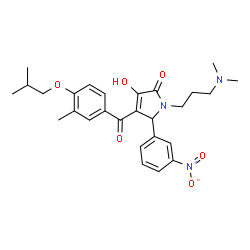 ChemSpider 2D Image | 1-[3-(Dimethylamino)propyl]-3-hydroxy-4-(4-isobutoxy-3-methylbenzoyl)-5-(3-nitrophenyl)-1,5-dihydro-2H-pyrrol-2-one | C27H33N3O6