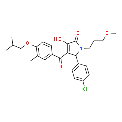 ChemSpider 2D Image | 5-(4-Chlorophenyl)-3-hydroxy-4-(4-isobutoxy-3-methylbenzoyl)-1-(3-methoxypropyl)-1,5-dihydro-2H-pyrrol-2-one | C26H30ClNO5