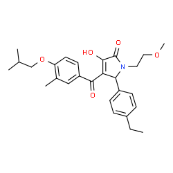 ChemSpider 2D Image | 5-(4-Ethylphenyl)-3-hydroxy-4-(4-isobutoxy-3-methylbenzoyl)-1-(2-methoxyethyl)-1,5-dihydro-2H-pyrrol-2-one | C27H33NO5