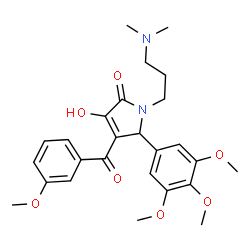 ChemSpider 2D Image | 1-[3-(Dimethylamino)propyl]-3-hydroxy-4-(3-methoxybenzoyl)-5-(3,4,5-trimethoxyphenyl)-1,5-dihydro-2H-pyrrol-2-one | C26H32N2O7