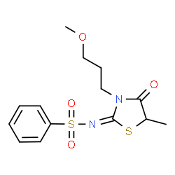 ChemSpider 2D Image | N-[(2E)-3-(3-Methoxypropyl)-5-methyl-4-oxo-1,3-thiazolidin-2-ylidene]benzenesulfonamide | C14H18N2O4S2