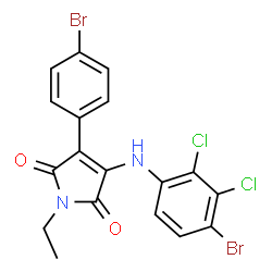 ChemSpider 2D Image | 3-[(4-Bromo-2,3-dichlorophenyl)amino]-4-(4-bromophenyl)-1-ethyl-1H-pyrrole-2,5-dione | C18H12Br2Cl2N2O2
