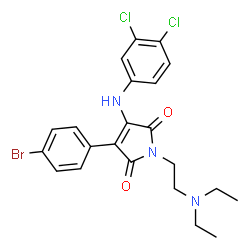 ChemSpider 2D Image | 3-(4-Bromophenyl)-4-[(3,4-dichlorophenyl)amino]-1-[2-(diethylamino)ethyl]-1H-pyrrole-2,5-dione | C22H22BrCl2N3O2