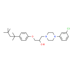 ChemSpider 2D Image | 1-[4-(3-Chlorophenyl)-1-piperazinyl]-3-[4-(2,4,4-trimethyl-2-pentanyl)phenoxy]-2-propanol | C27H39ClN2O2