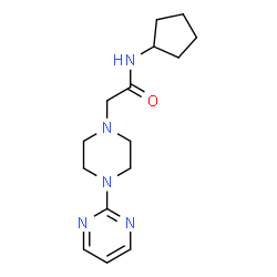 ChemSpider 2D Image | N-Cyclopentyl-2-[4-(2-pyrimidinyl)-1-piperazinyl]acetamide | C15H23N5O