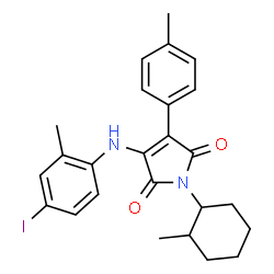 ChemSpider 2D Image | 3-[(4-Iodo-2-methylphenyl)amino]-1-(2-methylcyclohexyl)-4-(4-methylphenyl)-1H-pyrrole-2,5-dione | C25H27IN2O2