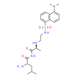 ChemSpider 2D Image | N-[(2S)-2-{[2-({[5-(Dimethylamino)-1-naphthyl]sulfonyl}amino)ethyl]amino}propanoyl]-L-leucinamide | C23H35N5O4S