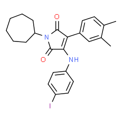 ChemSpider 2D Image | 1-Cycloheptyl-3-(3,4-dimethylphenyl)-4-[(4-iodophenyl)amino]-1H-pyrrole-2,5-dione | C25H27IN2O2