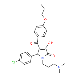 ChemSpider 2D Image | 5-(4-Chlorophenyl)-1-[3-(dimethylamino)propyl]-3-hydroxy-4-(4-propoxybenzoyl)-1,5-dihydro-2H-pyrrol-2-one | C25H29ClN2O4