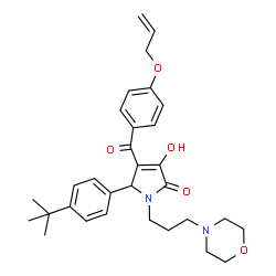ChemSpider 2D Image | 4-[4-(Allyloxy)benzoyl]-5-(4-tert-butylphenyl)-3-hydroxy-1-[3-(morpholin-4-yl)propyl]-1,5-dihydro-2H-pyrrol-2-one | C31H38N2O5