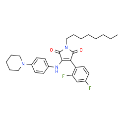 ChemSpider 2D Image | 3-(2,4-Difluorophenyl)-1-octyl-4-{[4-(1-piperidinyl)phenyl]amino}-1H-pyrrole-2,5-dione | C29H35F2N3O2
