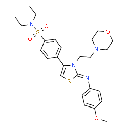ChemSpider 2D Image | N,N-Diethyl-4-{(2Z)-2-[(4-methoxyphenyl)imino]-3-[2-(4-morpholinyl)ethyl]-2,3-dihydro-1,3-thiazol-4-yl}benzenesulfonamide | C26H34N4O4S2