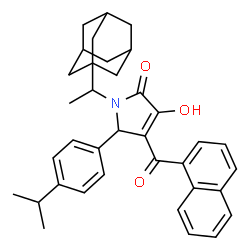 ChemSpider 2D Image | 1-[1-(Adamantan-1-yl)ethyl]-3-hydroxy-5-(4-isopropylphenyl)-4-(1-naphthoyl)-1,5-dihydro-2H-pyrrol-2-one | C36H39NO3