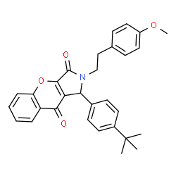 ChemSpider 2D Image | 1-(4-tert-butylphenyl)-2-[2-(4-methoxyphenyl)ethyl]-1,2-dihydrochromeno[2,3-c]pyrrole-3,9-dione | C30H29NO4