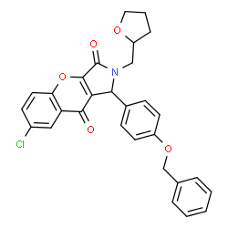 ChemSpider 2D Image | 1-[4-(Benzyloxy)phenyl]-7-chloro-2-(tetrahydro-2-furanylmethyl)-1,2-dihydrochromeno[2,3-c]pyrrole-3,9-dione | C29H24ClNO5