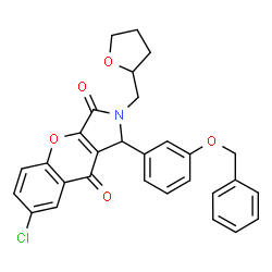 ChemSpider 2D Image | 1-[3-(Benzyloxy)phenyl]-7-chloro-2-(tetrahydro-2-furanylmethyl)-1,2-dihydrochromeno[2,3-c]pyrrole-3,9-dione | C29H24ClNO5