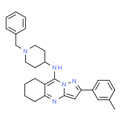ChemSpider 2D Image | N-(1-Benzyl-4-piperidinyl)-2-(3-methylphenyl)-5,6,7,8-tetrahydropyrazolo[5,1-b]quinazolin-9-amine | C29H33N5