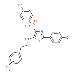 ChemSpider 2D Image | 2-(4-Bromophenyl)-4-[(4-bromophenyl)sulfonyl]-N-[2-(4-methoxyphenyl)ethyl]-1,3-oxazol-5-amine | C24H20Br2N2O4S