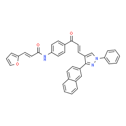 ChemSpider 2D Image | (2E)-3-(2-Furyl)-N-(4-{(2E)-3-[3-(2-naphthyl)-1-phenyl-1H-pyrazol-4-yl]-2-propenoyl}phenyl)acrylamide | C35H25N3O3