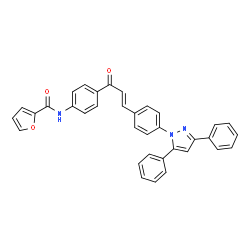 ChemSpider 2D Image | N-(4-{(2E)-3-[4-(3,5-Diphenyl-1H-pyrazol-1-yl)phenyl]-2-propenoyl}phenyl)-2-furamide | C35H25N3O3